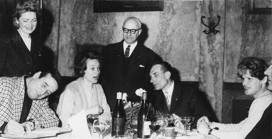 Armand Toupet le 25 mars 1963 avec le réalisateur Christian-Jaque et sa femme Laurence Christol